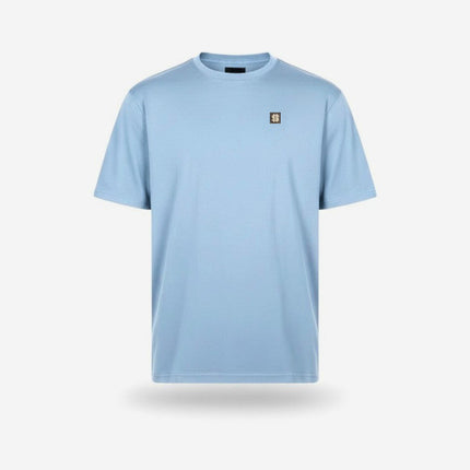 hellblaues Heavyweight T-Shirt im Boxy-Fit mit gesticktem Logo auf der Brust – Premium Raw Qualität von Schlipp & Horny.